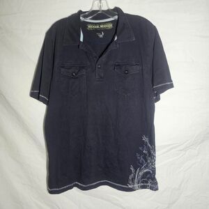 Y2K cyber grunge emo goth navy blue polo